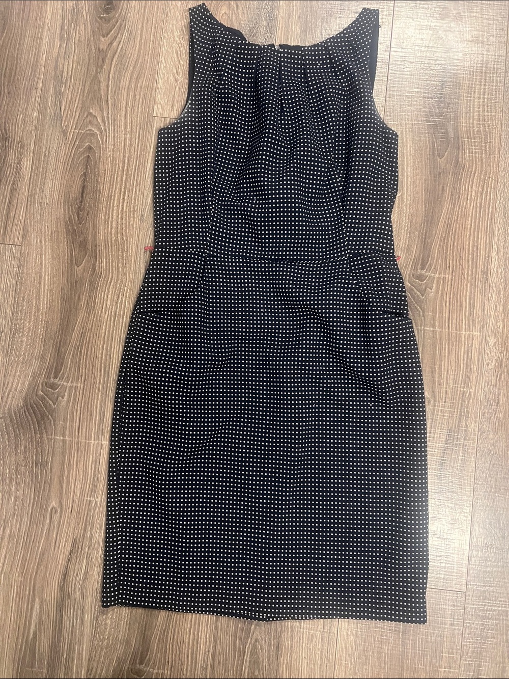 Chaps Black Dress with White Polka Dots
